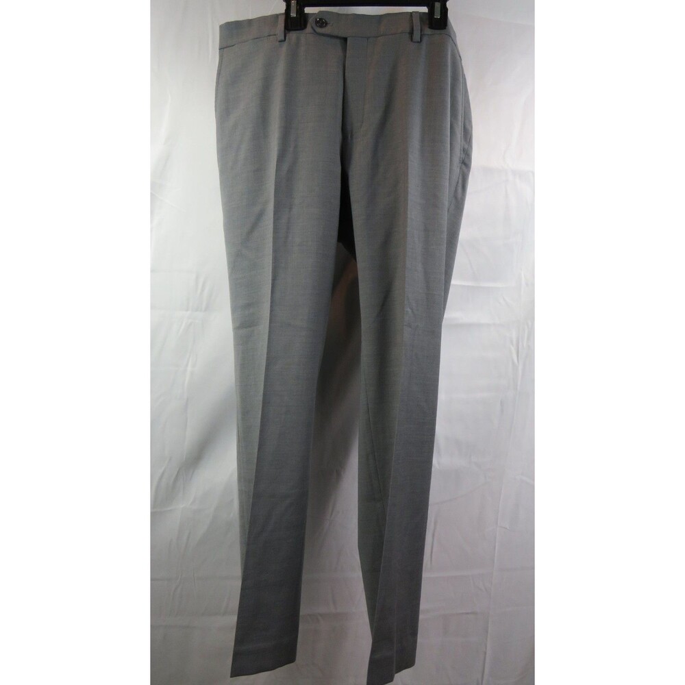 Tommy Hilfiger Men's Gray Solid Flat Front Dress Pants Suit Size 34W-30L